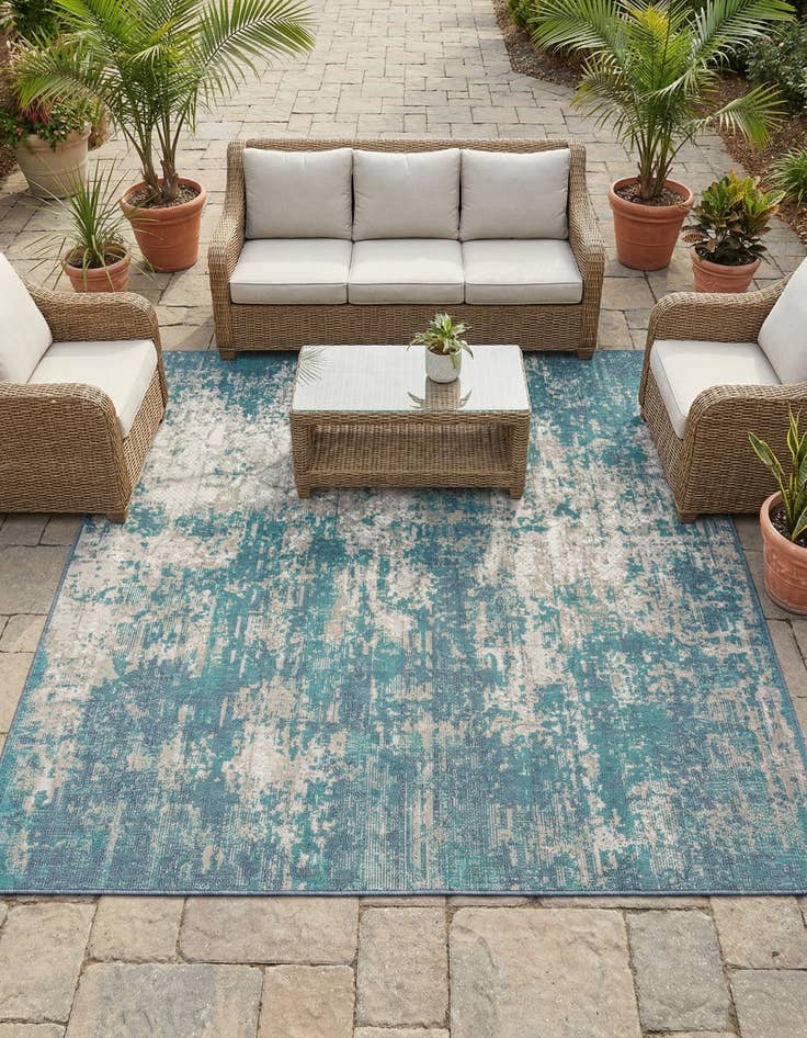 Detail image of 7' 10 x 7' 10 Washable Coastal Indoor / Outdoor Square Rug