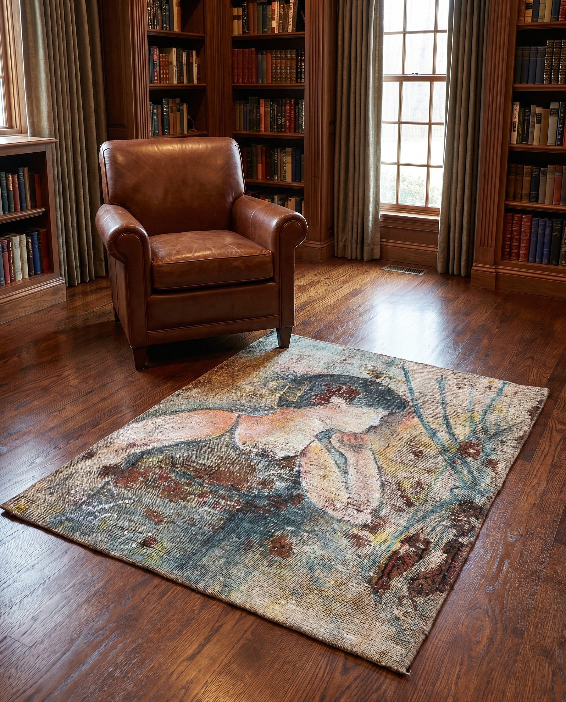 3' 5 x 4' Hand Knotted Ultra Vintage Persian Wool Square Rug