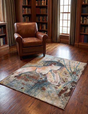 3' 5 x 4' Hand Knotted Ultra Vintage Persian Wool Square Rug