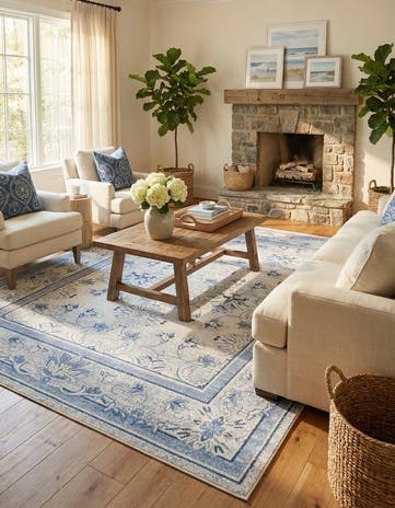 Ivory Blue Miranda Rug