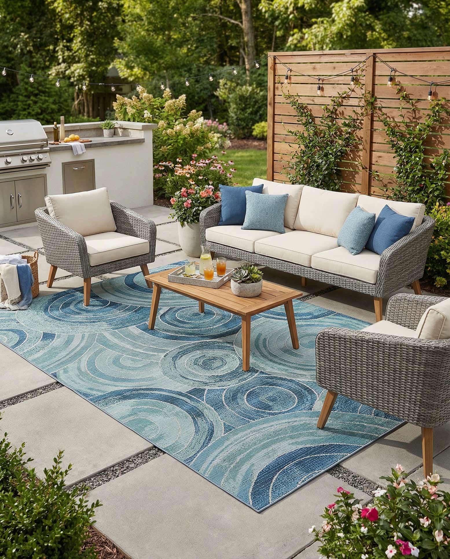 5' 3 x 8' Easy-Clean Modern Indoor / Outdoor Rug