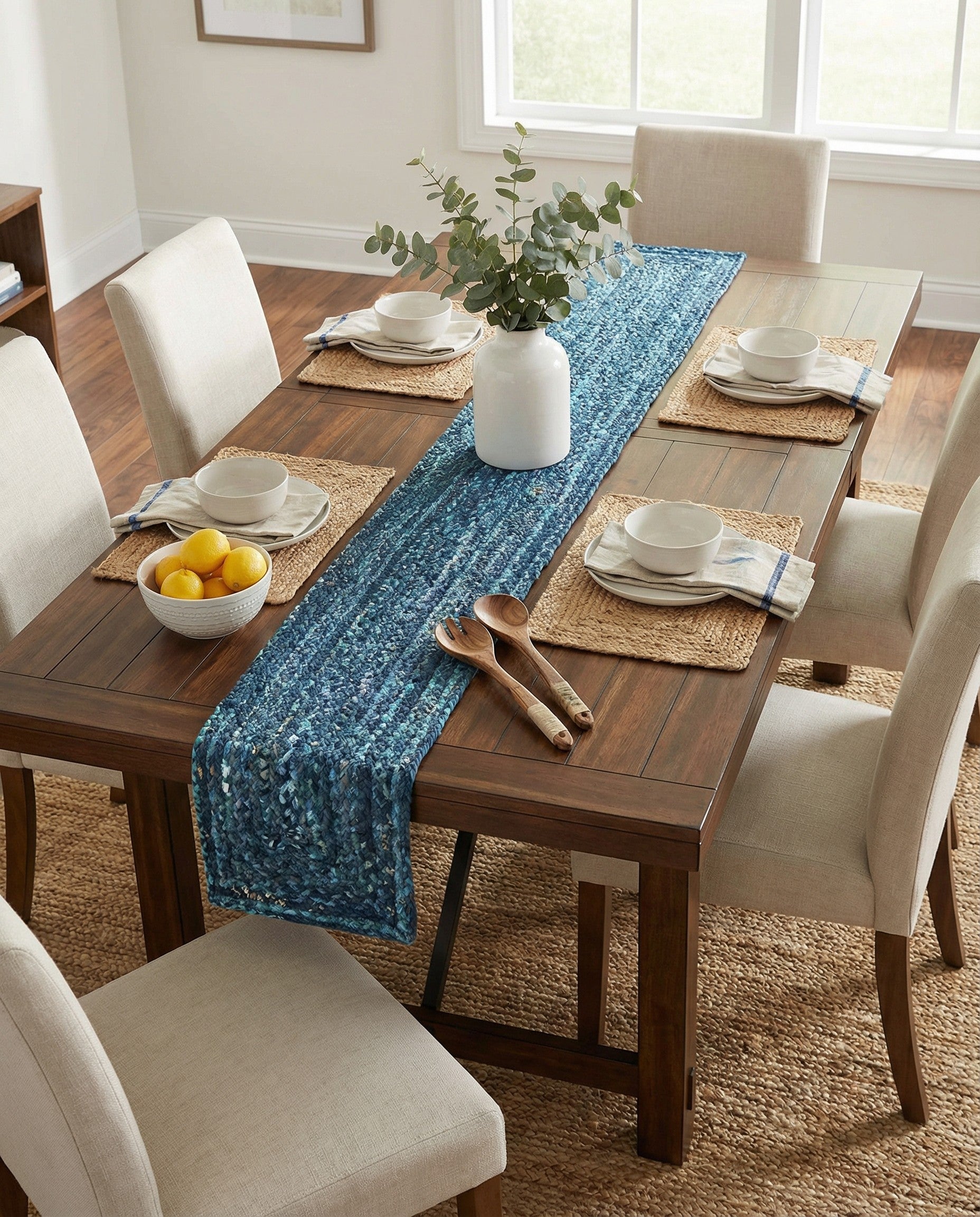 1' 2 x 8'  Hand Braided Chindi Table Runner Rug