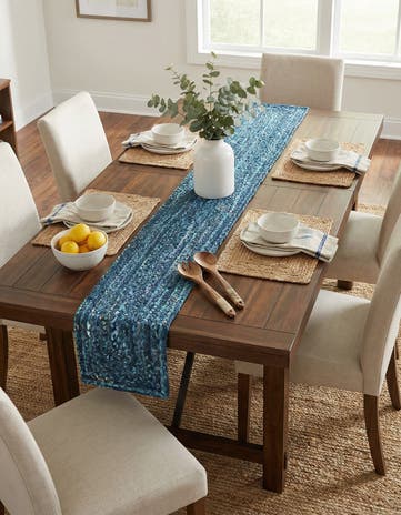 1' 2 x 8' Handmade Braided Chindi Table Runner Rug