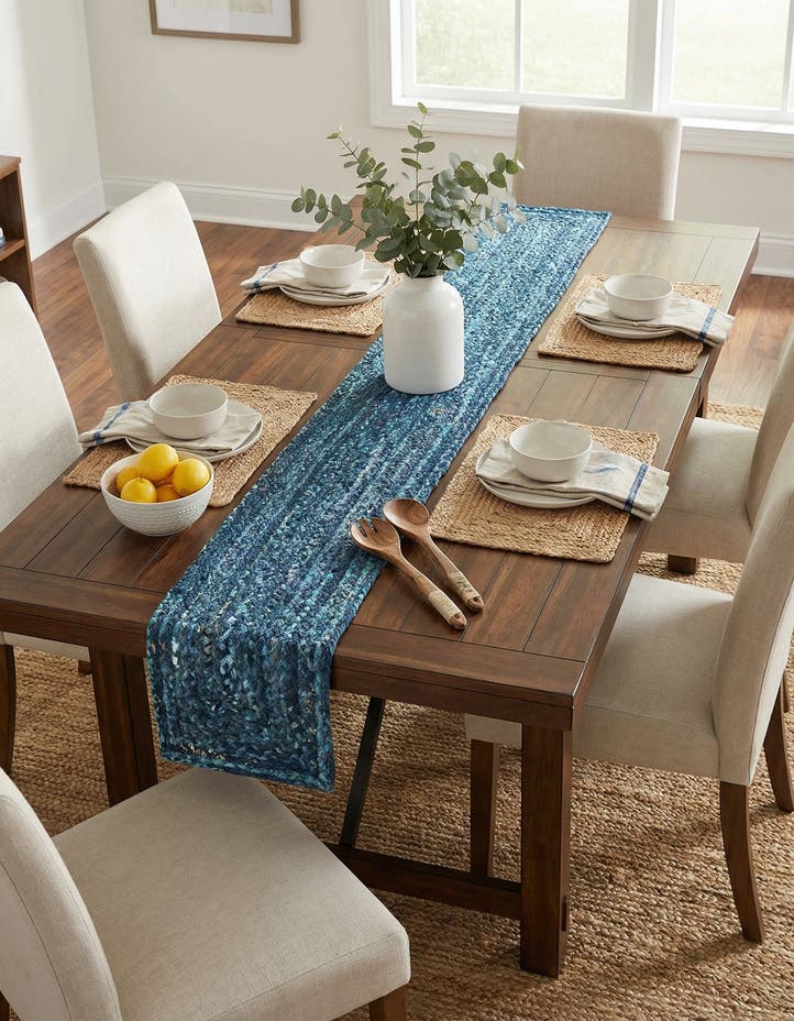 1' 2 x 8' Handmade Braided Chindi Table Ru...