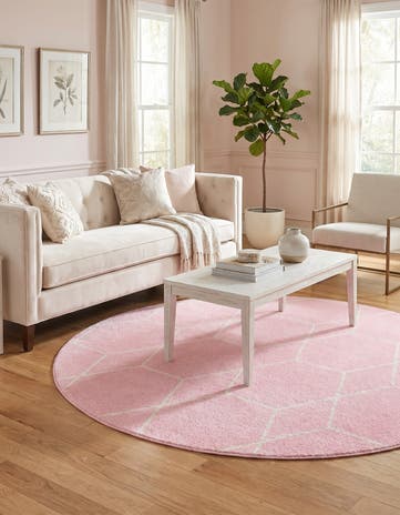 7' x 7' Lattice Frieze Round Rug