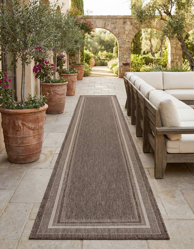 Detail image of 2' 7 x 12' Easy-Clean Border Indoor / Outdoor Runner Rug