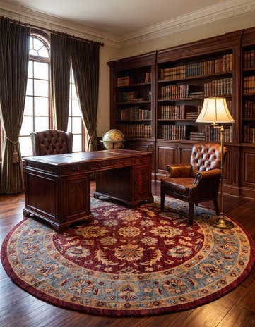 195cm x 200cm Hand Knotted Ziegler Round Rug