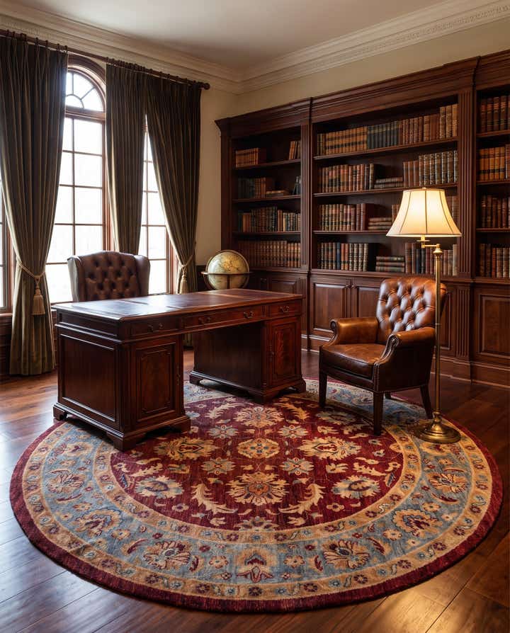 195cm x 200cm Hand Knotted Ziegler Round Rug