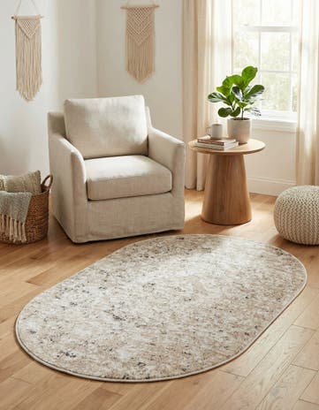 Beige Oregon Oval Rug