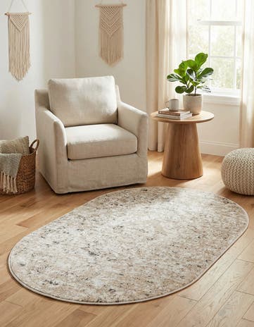 Beige Oregon Oval Rug