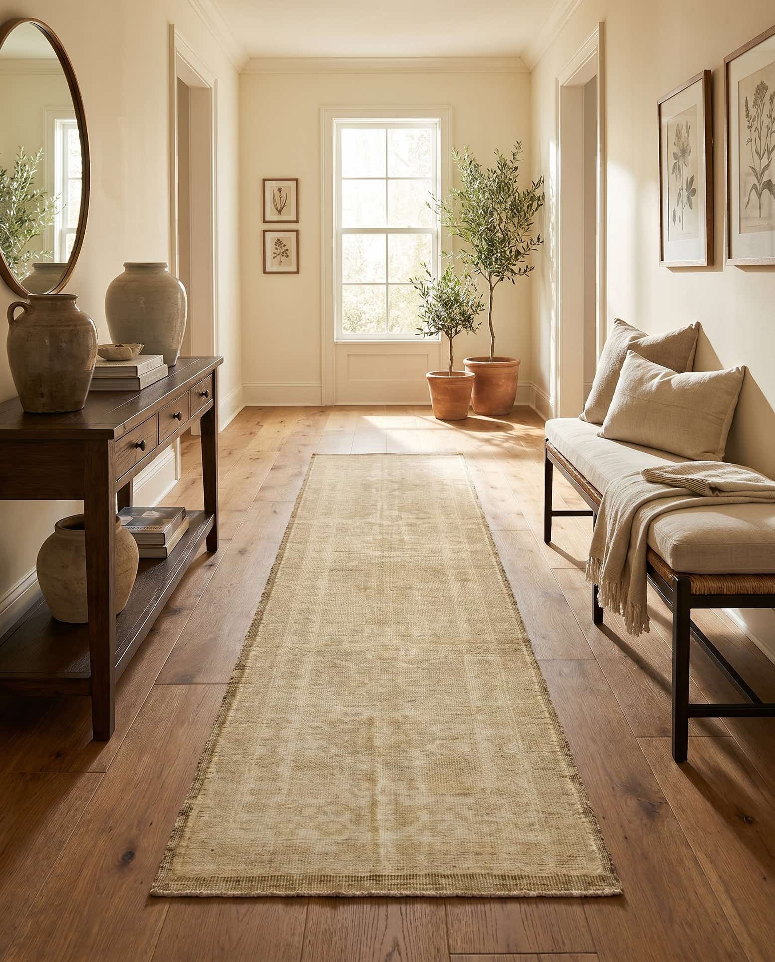2' 8 x 10' 5 Hand Woven Oushak Wool Runner Rug
