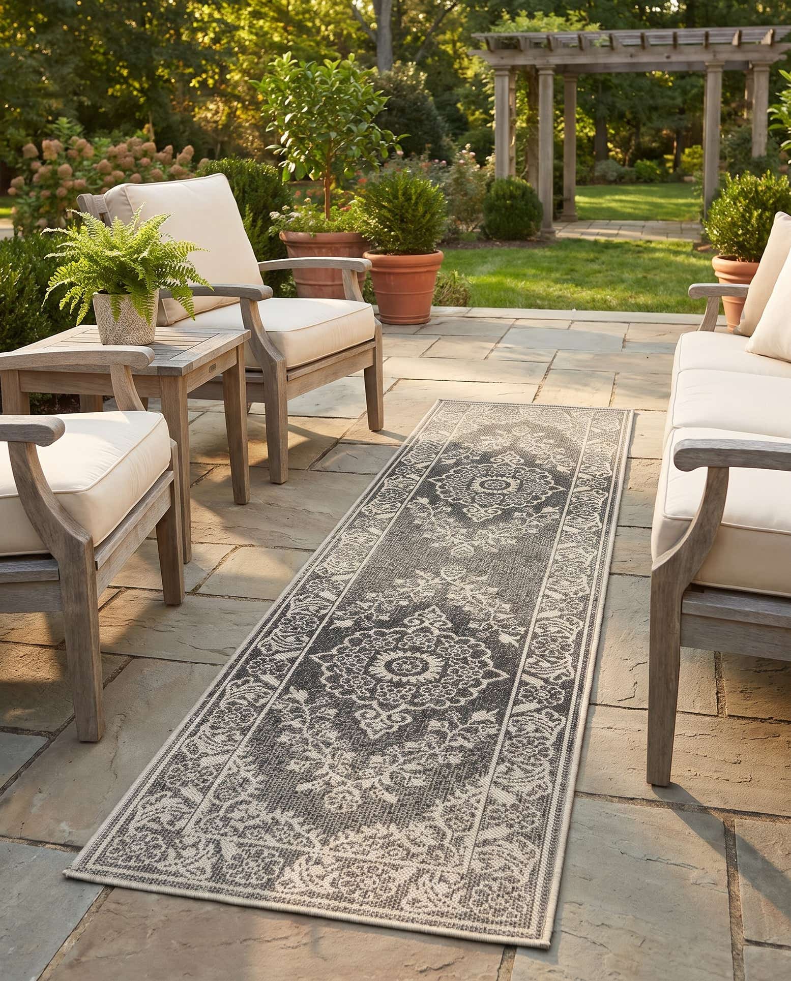60cm x 245cm Easy-Clean Traditional Indoor / Outdoor Runner Rug