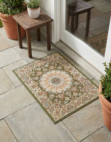 2' x 3' 1 Easy-Clean Traditional Indoor / Outdoor Rug