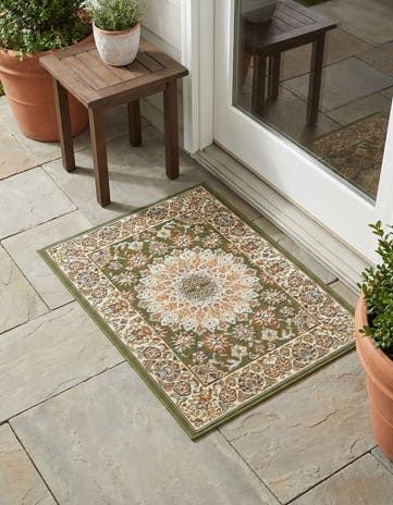 2' x 3' 1 Easy-Clean Traditional Indoor / Outdoor Rug