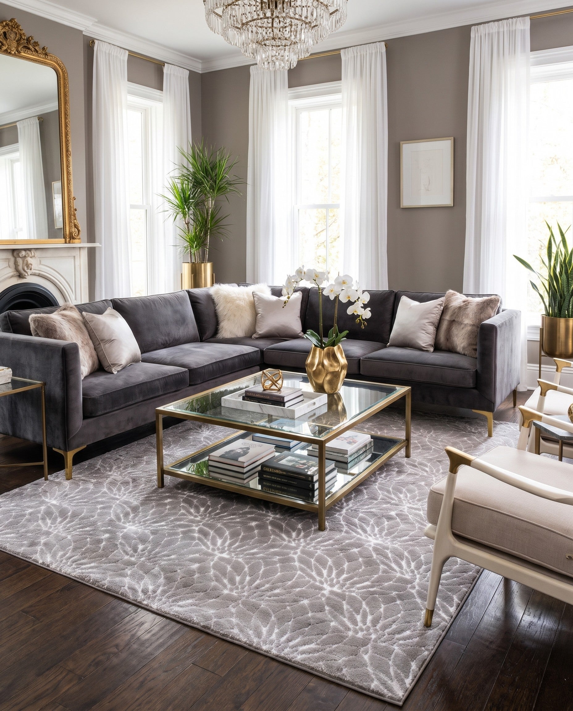Gray Silver Marilyn Monroe™ Glam Dahlia Rug