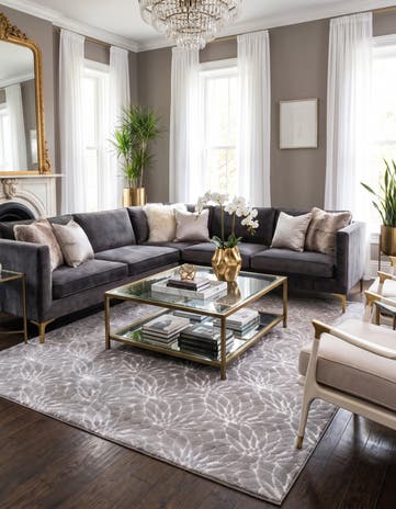 Gray Silver Marilyn Monroe™ Glam Dahlia Rug