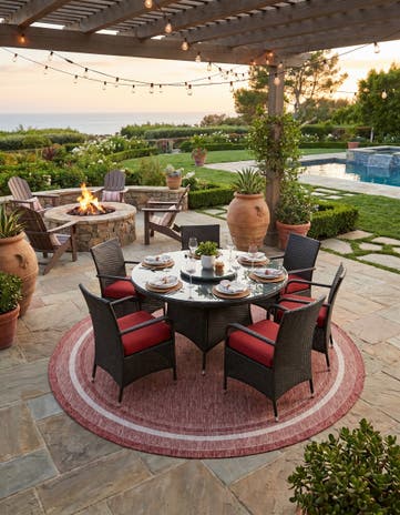 10' x 10' Easy-Clean Border Indoor / Outdoor Round Rug