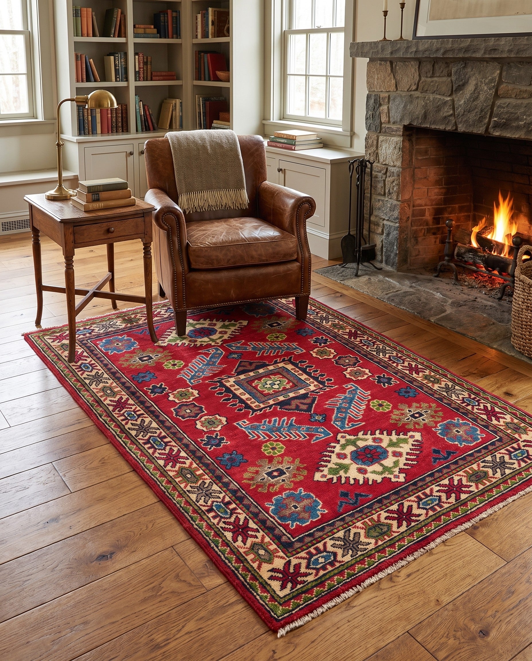3' 2 x 4' 9 Hand Knotted Kazak Rug