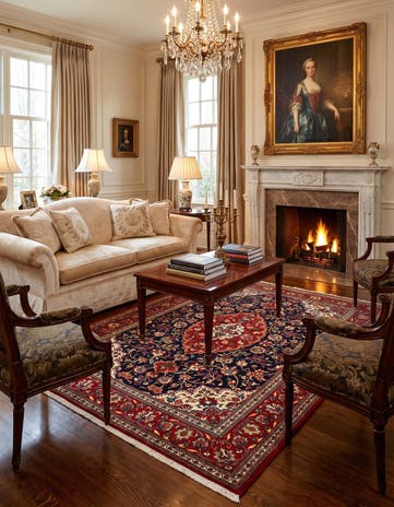4' 8 x 6' 6 Hand Knotted Qom Persian Rug