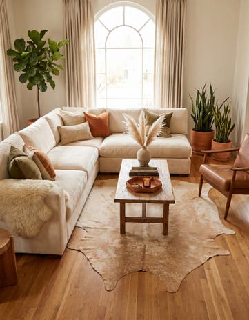 6' 6 x 7' 6 Cowhide Leather Rug