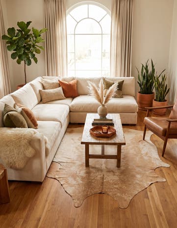 6' 6 x 7' 6 Cowhide Leather Rug