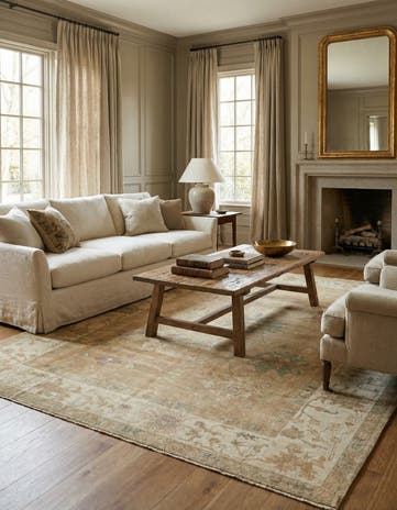 8' 5 x 9' 6 Hand Knotted Oushak Wool Rug