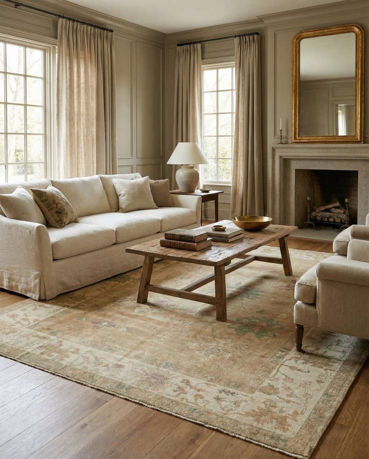 Detail image of 8' 5 x 9' 6 Hand Knotted Oushak Wool Rug