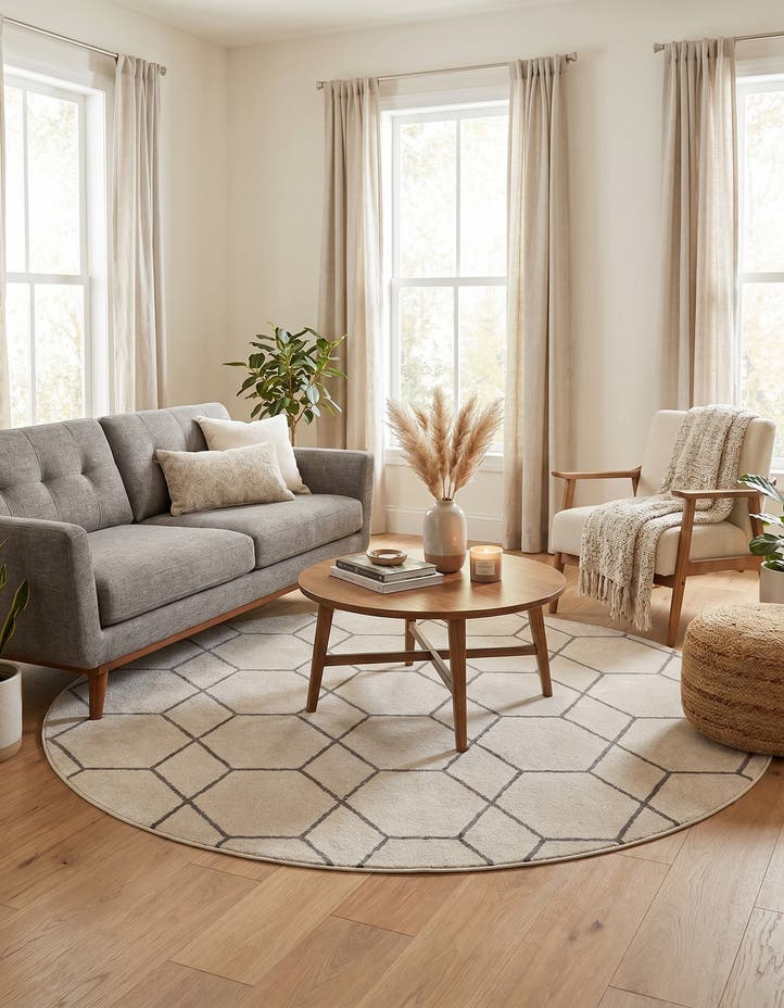 7' 10 x 7' 10 Lattice Frieze Round Rug
