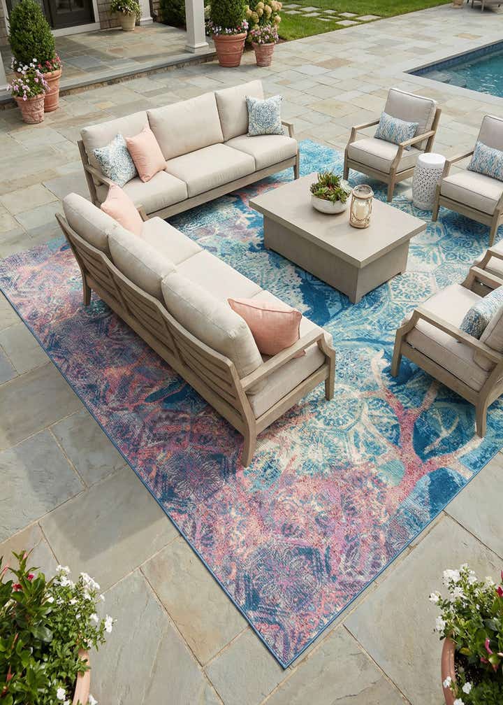 12' x 12' Easy-Clean Coastal Indoor / Outdoor Square Rug