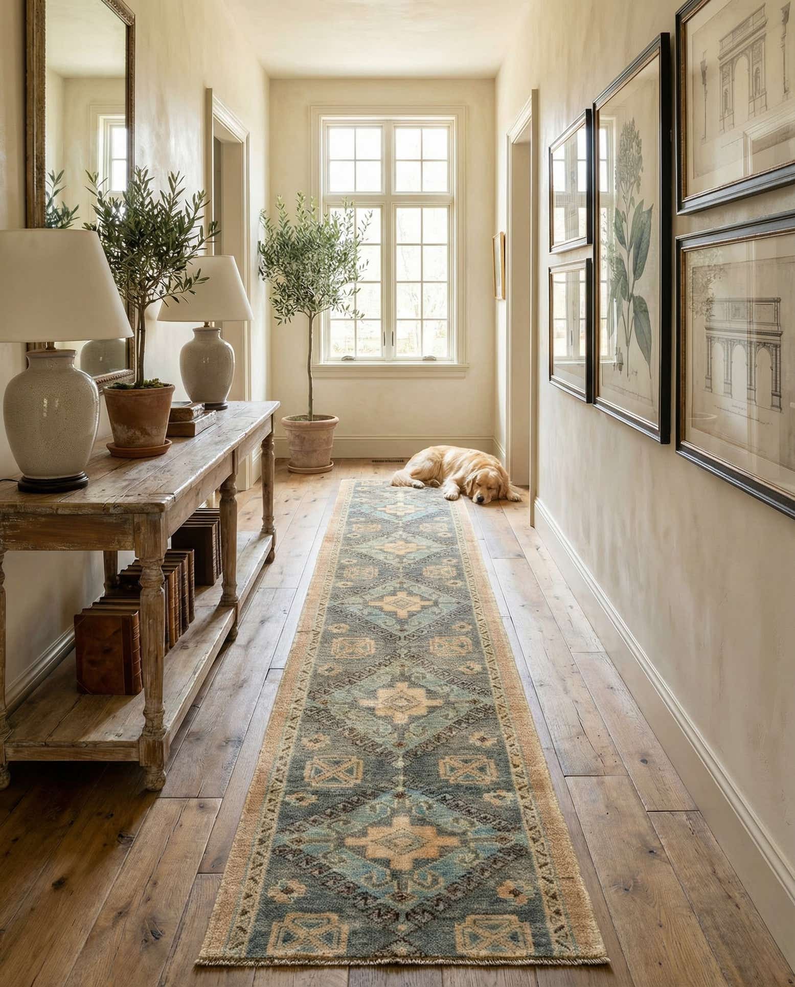 1' 10 x 11' 10 Hand Knotted Oushak Wool Runner Rug
