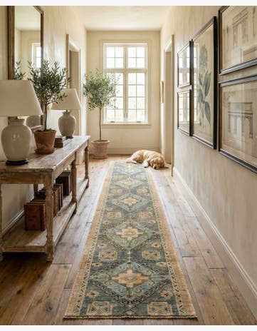 1' 10 x 11' 10 Hand Knotted Oushak Wool Runner Rug