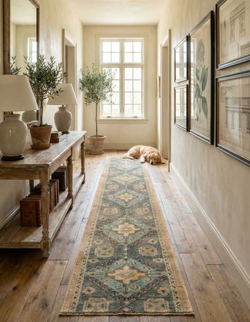 1' 10 x 11' 10 Hand Knotted Oushak Wool Runner Rug