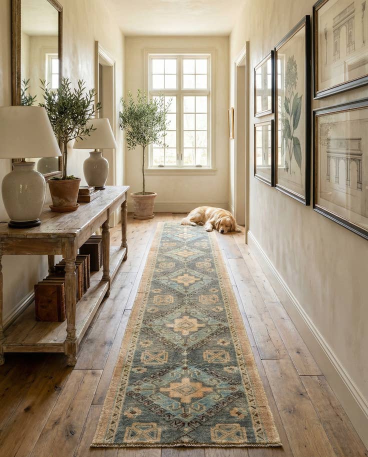 Detail image of 1' 10 x 11' 10 Hand Knotted Oushak Wool Runner Rug