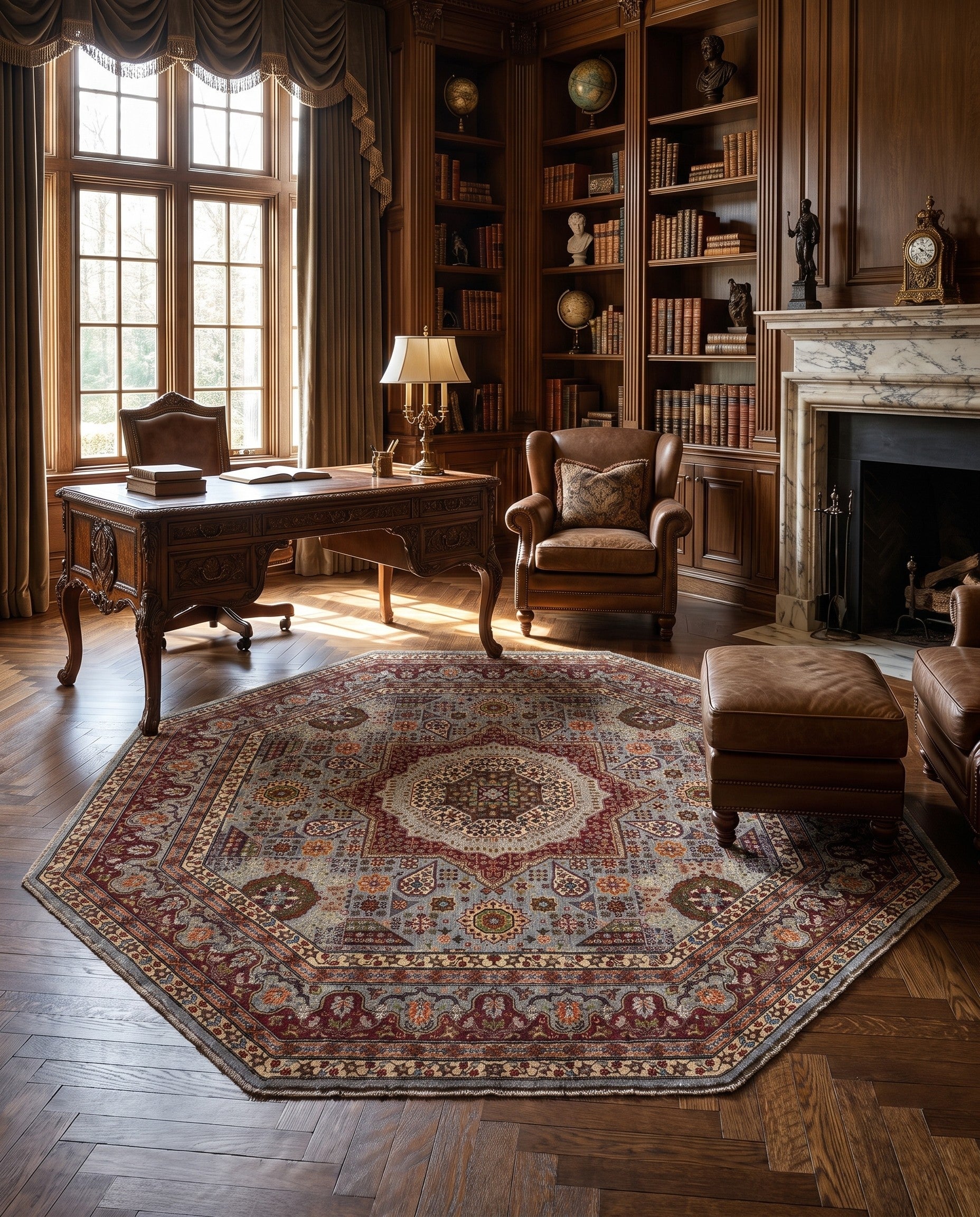 8' 2 x 8' 2 Hand Knotted Mamluk Ziegler Octagon Rug