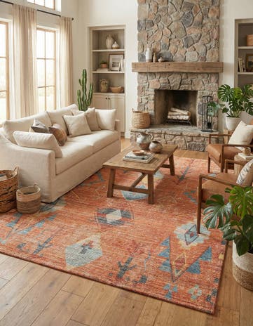 Rust Red Hand Woven Chenille Jute Rug