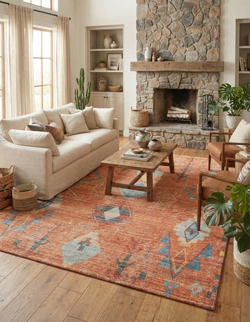 Rust Red Hand Woven Chenille Jute Rug
