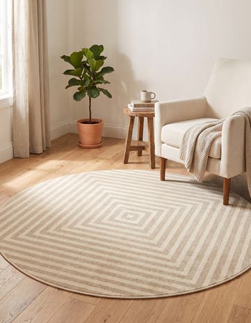 Ivory Contour Round Rug