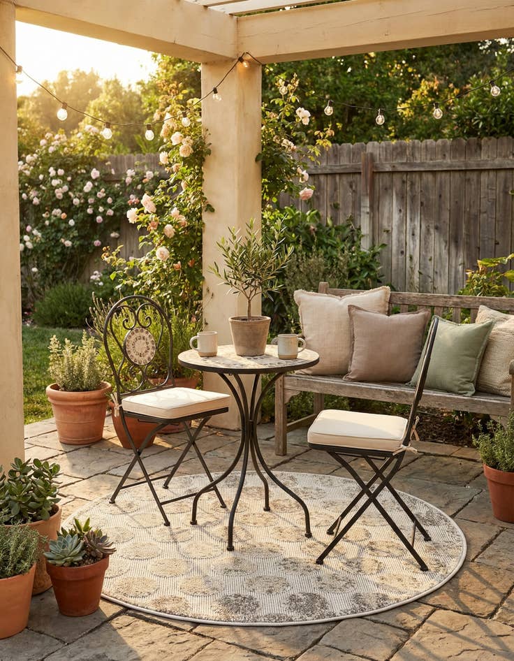 Detail image of 3' x 3' Washable Sabrina Soto Indoor / Outdoor Round Rug