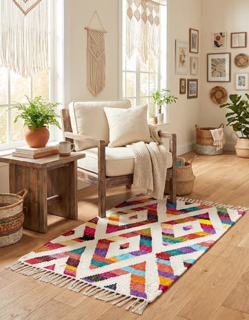 2' x 3' 1 Hand Woven Chindi Trellis Rug