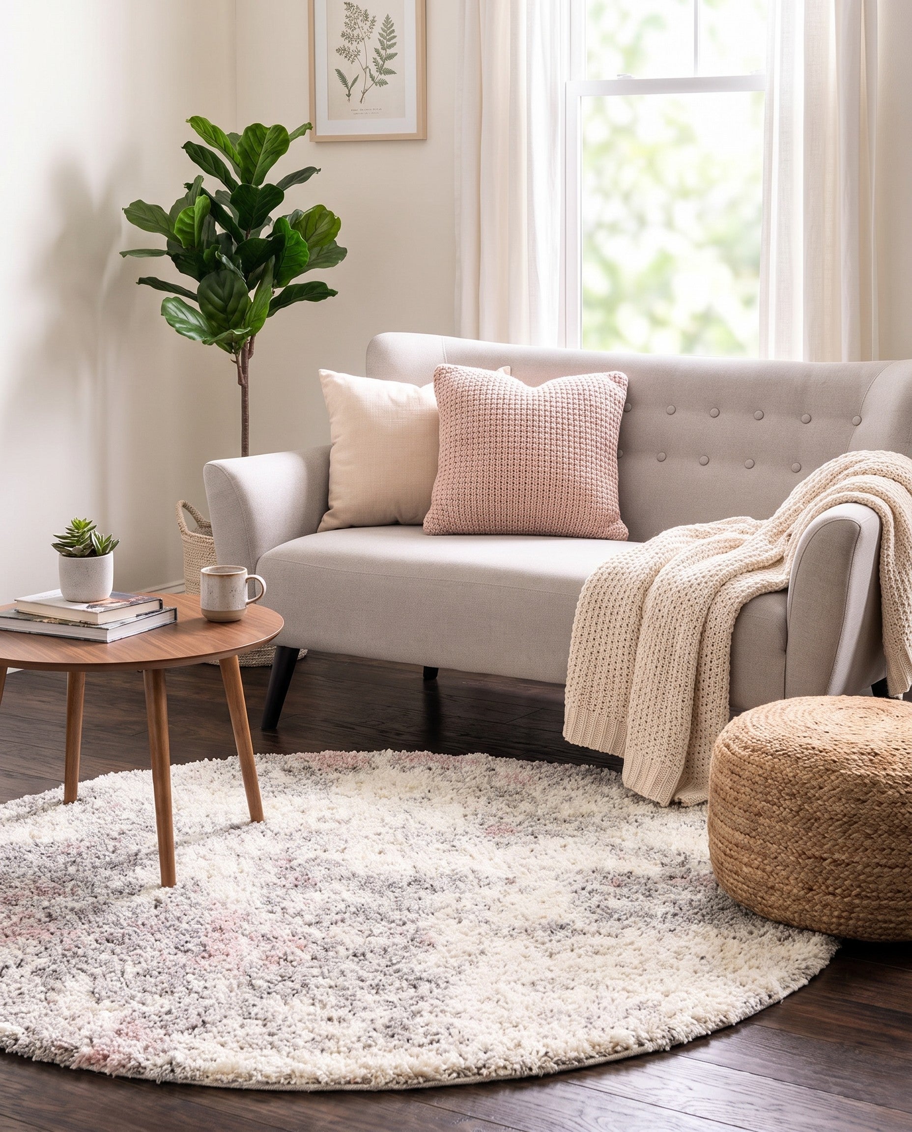 4' x 4' Soft Touch Shag Round Rug