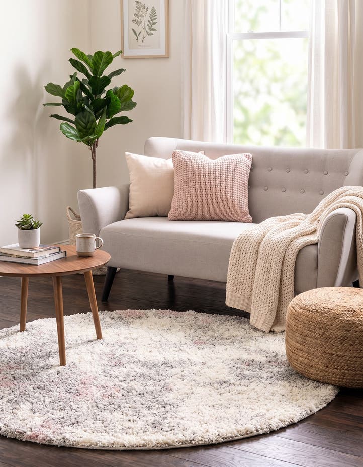4' x 4' Soft Touch Shag Round Rug