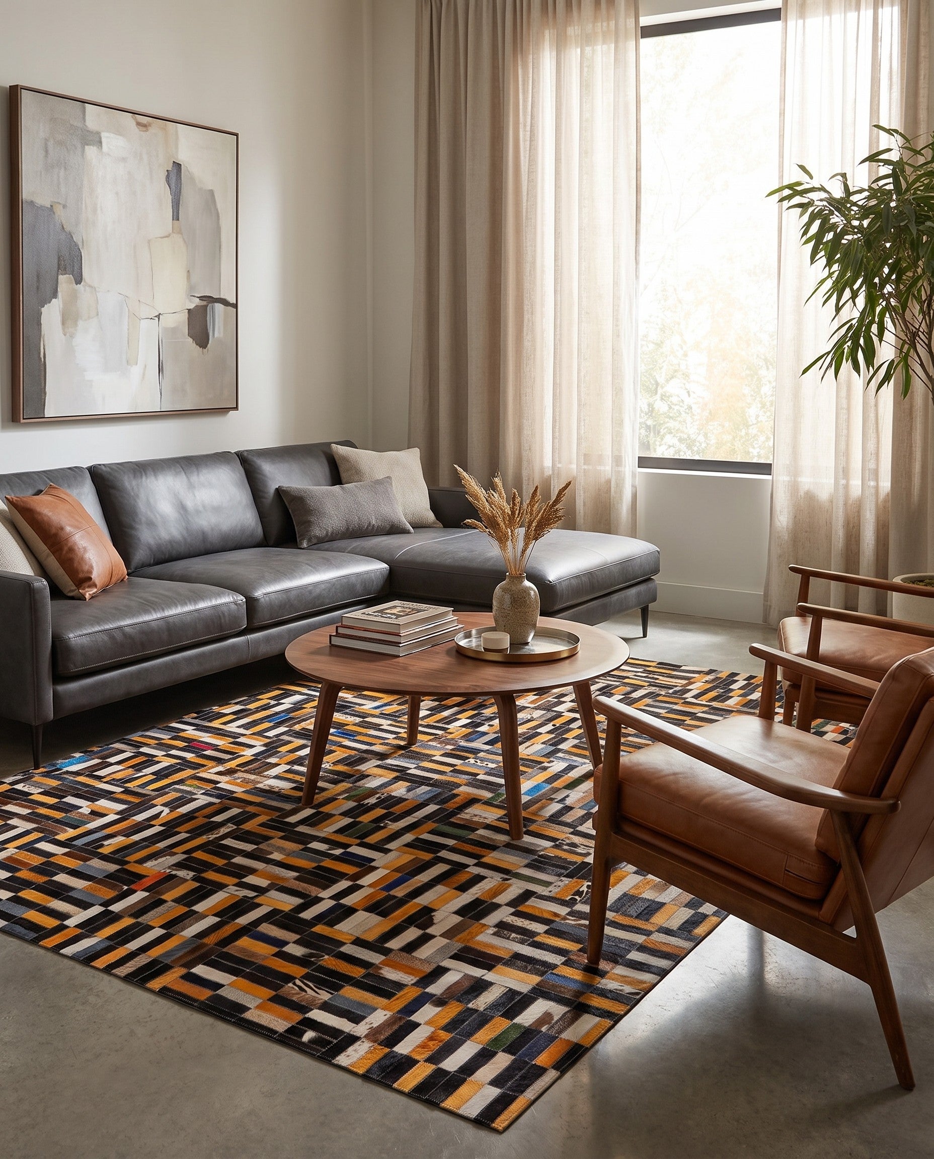5' 1 x 8' Cowhide - Patchwork Rug