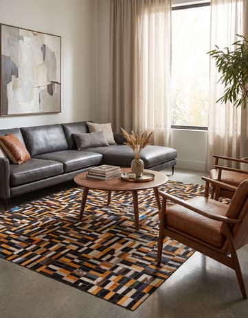 5' 1 x 8' Cowhide - Patchwork Rug