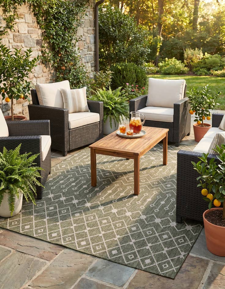 Detail image of 7' 10 x 10' Easy-Clean Lattice Indoor / Outdoor Rug
