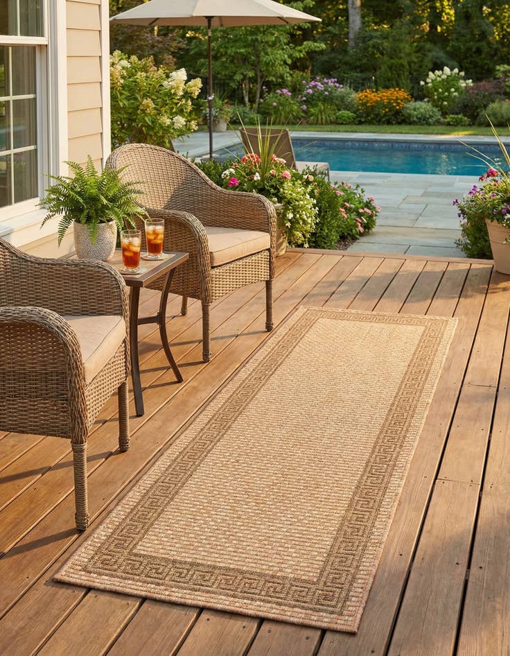 Detail image of 2' x 6' Washable Border Indoor / Outdoor Runner Rug