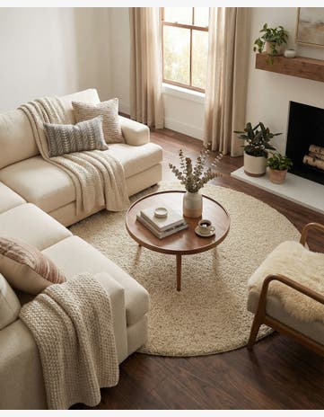 Ivory Everyday Shag Round Rug