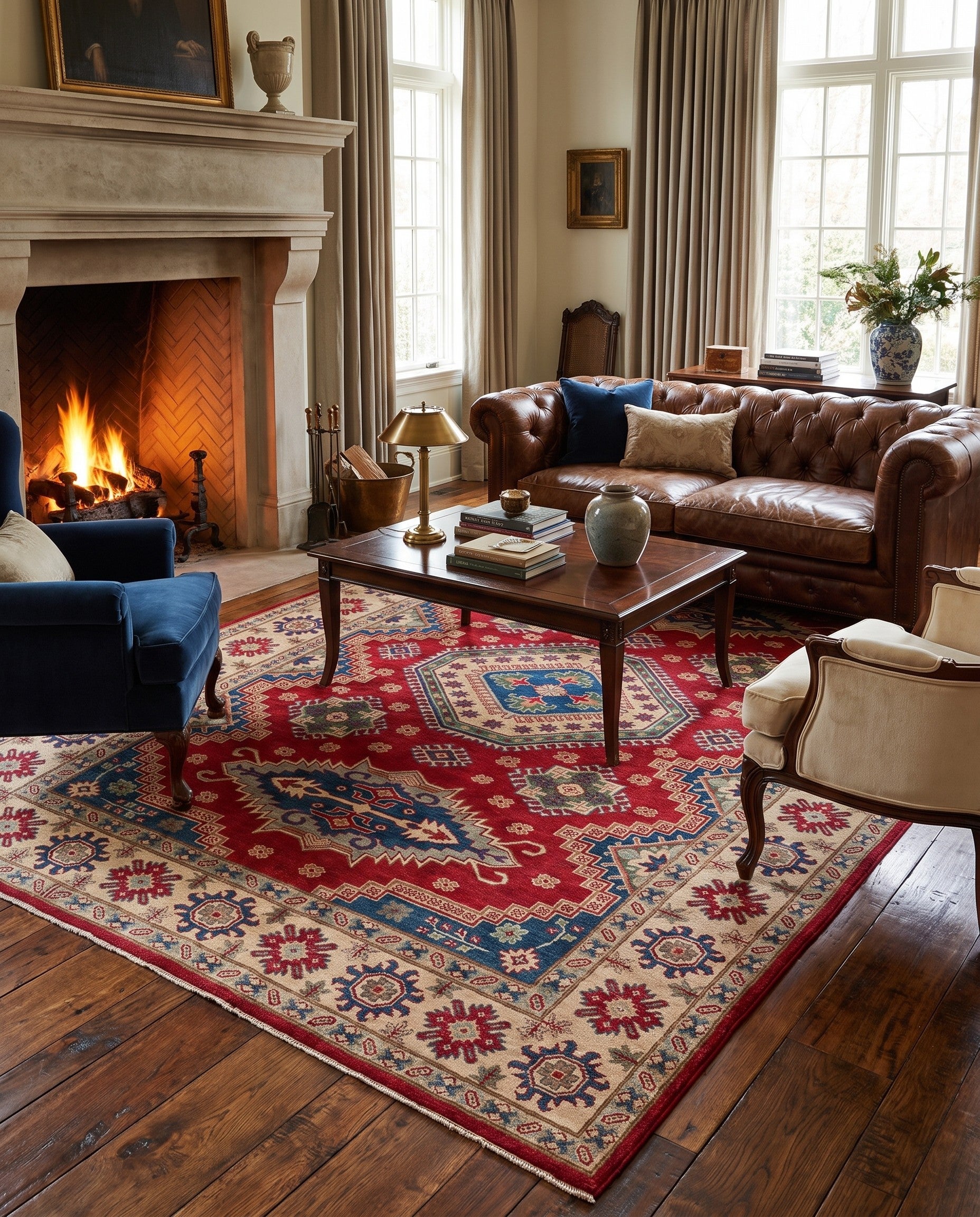 6' 8 x 9' 3 Hand Knotted Kazak Rug
