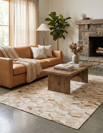 3' 11 x 5' 10 Cowhide Stocks Rug