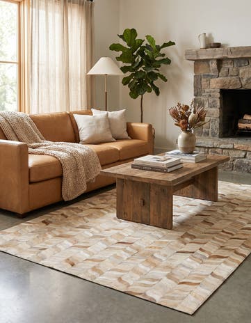 3' 11 x 5' 10 Cowhide Stocks Rug