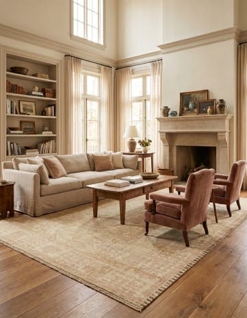 9' 7 x 12' Hand Knotted Oushak Wool Rug